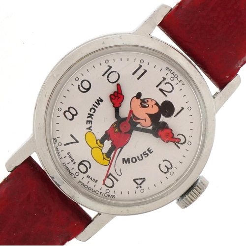 2703 - Bradley Time, vintage Walt Disney Mickey Mouse ladies wristwatch having enamelled dial with Arabic n... 