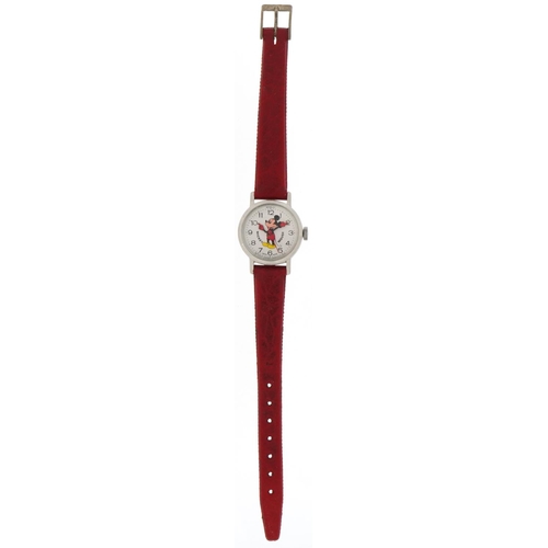 2703 - Bradley Time, vintage Walt Disney Mickey Mouse ladies wristwatch having enamelled dial with Arabic n... 