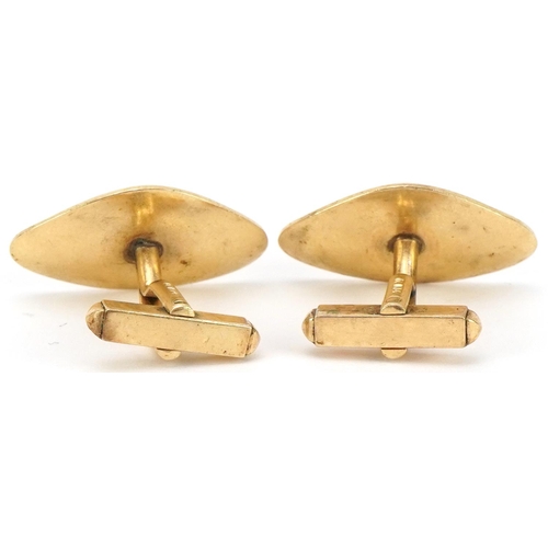 2064 - Mikimoto, pair of Japanese 14K gold Mikimoto pearl cufflinks, each 2.5cm wide, total 10.0g