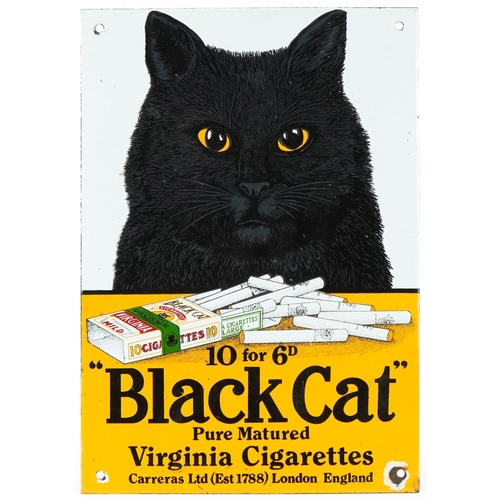 1444 - Black Cat Virginia cigarettes enamel advertising sign, 32cm x 22cm