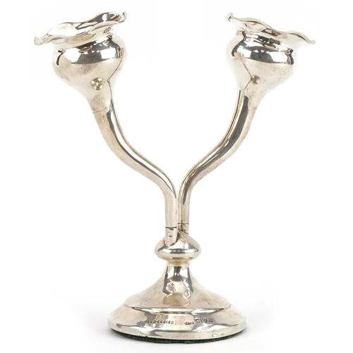 229 - Charles Horner, Art Nouveau silver two branch epergne, registered number 550128, Chester 1909, 13.5c... 