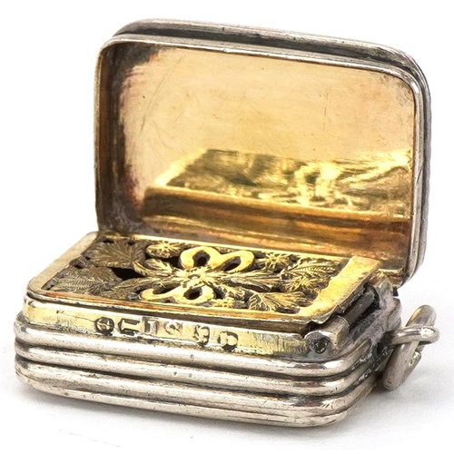 151 - John Shaw, George III silver vinaigrette with gilt interior, Birmingham 1809, 3cm wide, 15.6g