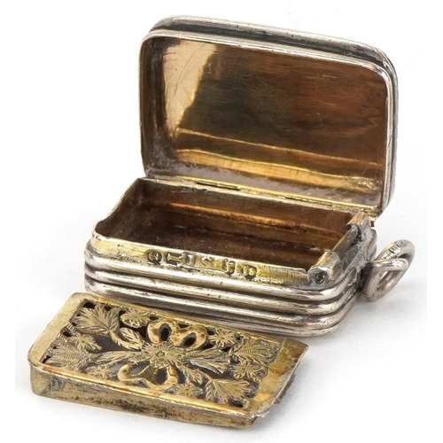 151 - John Shaw, George III silver vinaigrette with gilt interior, Birmingham 1809, 3cm wide, 15.6g