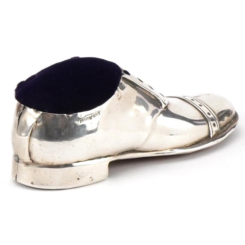 25 - S Blanckensee & Son Ltd, large George V silver pin cushion in the form of a shoe, Chester 1912, 13cm... 