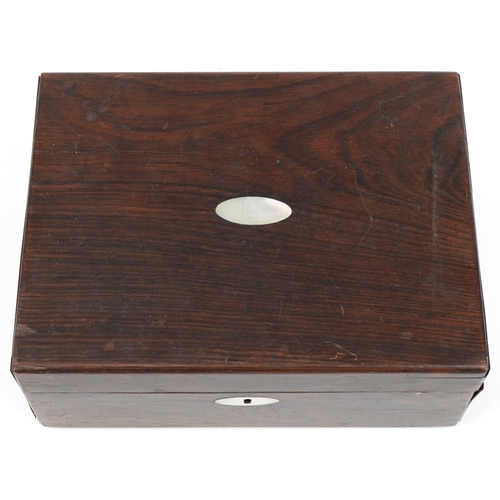 1380 - Victorian rosewood writing slope with fitted interior, 12.5cm H x 30cm W x 22.5cm D