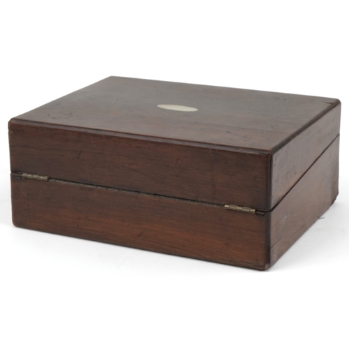 1380 - Victorian rosewood writing slope with fitted interior, 12.5cm H x 30cm W x 22.5cm D