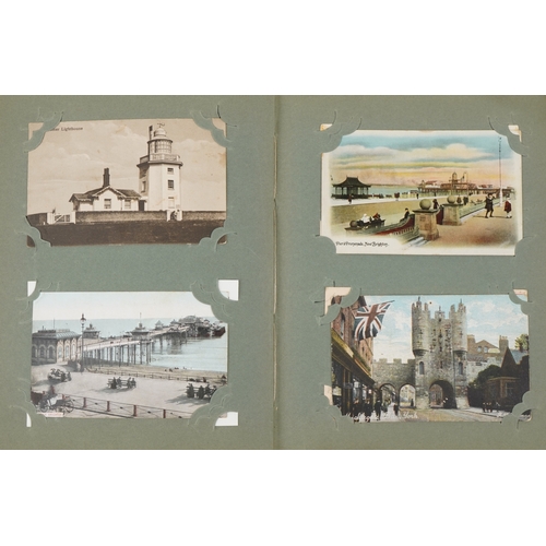 675 - Early 20th century and later postcards arranged in an album, some real photographic, including Croyd... 