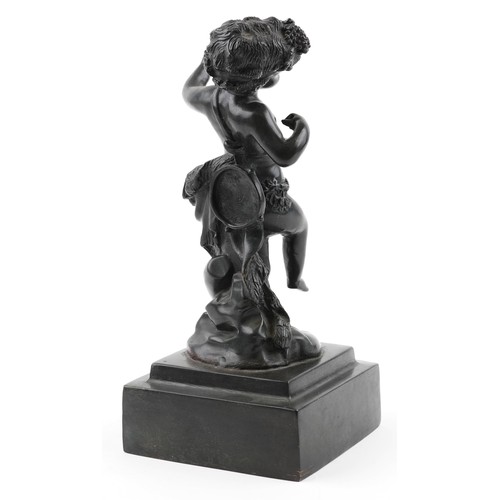 292 - Classical patinated bronze statue of nude Putti, 35cm high