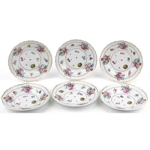 276 - Richard Ginori, set of six Italian porcelain soup bowls decorated with flowers, retailed by Aspreys,... 