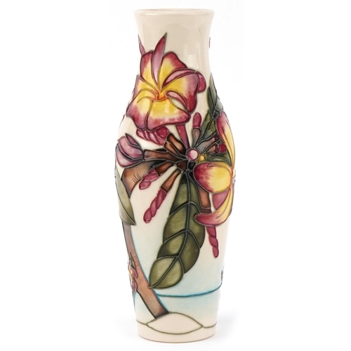 102 - Moorcroft pottery vase hand painted and tubelined in the the Frangipani Plumeria pattern, inscriptio... 