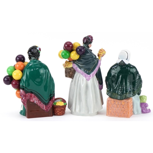 1171 - Royal Doulton The Old Balloon Seller HN1315, Biddy Penny farthing HN1843 and The Rag Doll Seller HN2... 