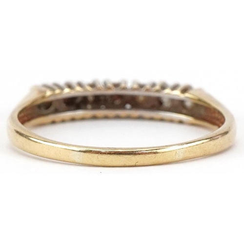 2347 - Unmarked gold diamond half eternity ring, total diamond weight approximately 0.50 carat, size S/T, 3... 