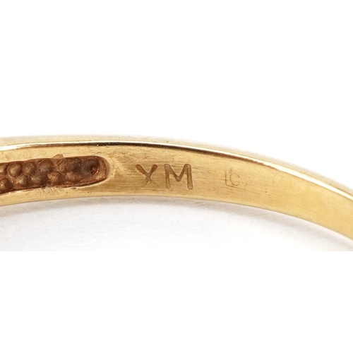 2347 - Unmarked gold diamond half eternity ring, total diamond weight approximately 0.50 carat, size S/T, 3... 