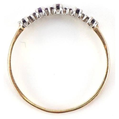 2331 - 9ct gold iolite and diamond ring, size R/S, 1.5g