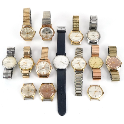 2693 - Fourteen vintage gentlemen's wristwatches including Junghans, Levis, Sekonda, Cyma, Avia, Bentima, S... 