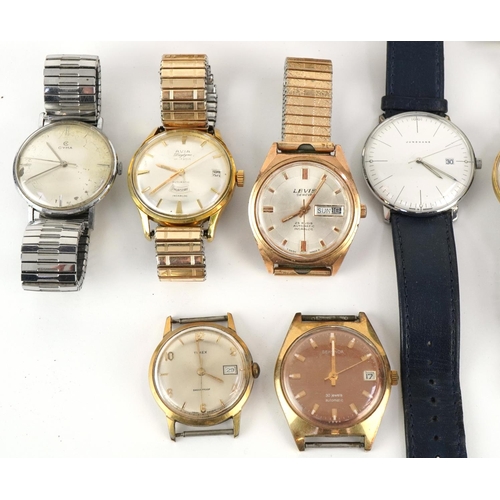 2693 - Fourteen vintage gentlemen's wristwatches including Junghans, Levis, Sekonda, Cyma, Avia, Bentima, S... 