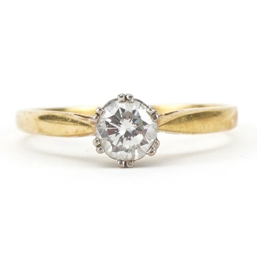 2103 - 18ct gold diamond solitaire ring, the diamond approximately 0.50 carat, size P/Q, 2.5g