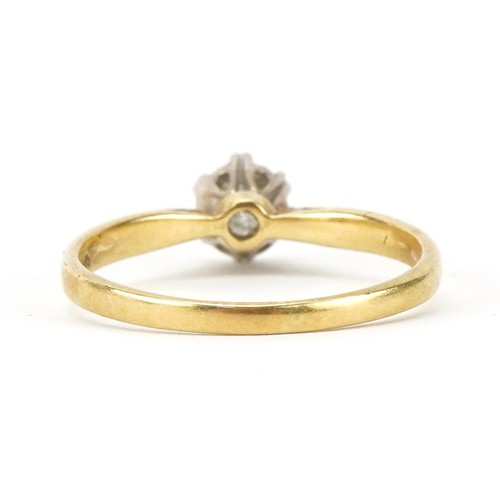 2103 - 18ct gold diamond solitaire ring, the diamond approximately 0.50 carat, size P/Q, 2.5g