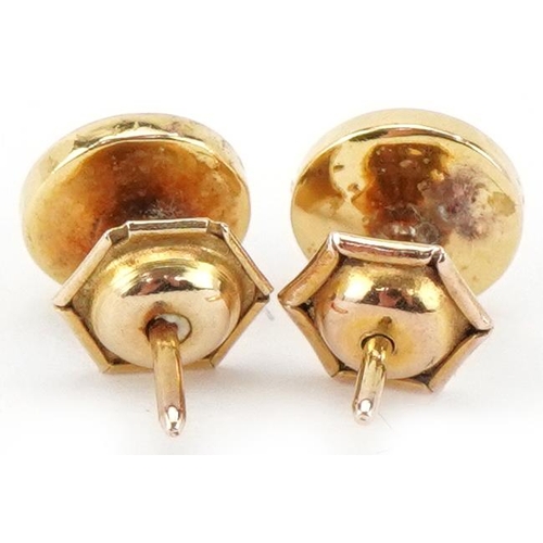 2416 - Pair of 9ct gold white sapphire solitaire stud earrings, each 7.5mm in diameter, total 1.9g