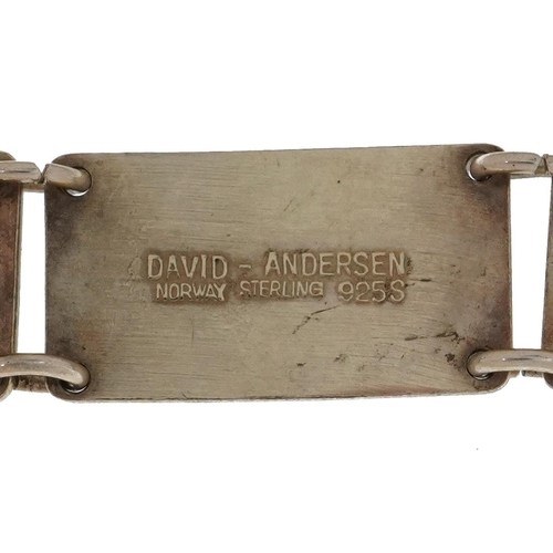 2362 - David Andersen, mid century Norwegian 925S sterling silver and black enamel bracelet, 18cm in length... 