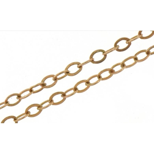 2203 - 9ct gold fine paperchain link necklace, 44cm in length, 0.8g