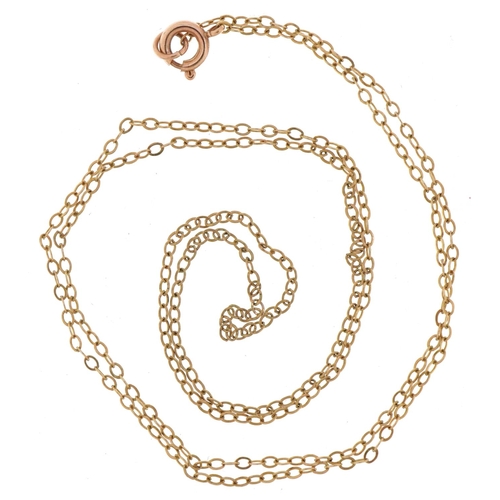 2203 - 9ct gold fine paperchain link necklace, 44cm in length, 0.8g