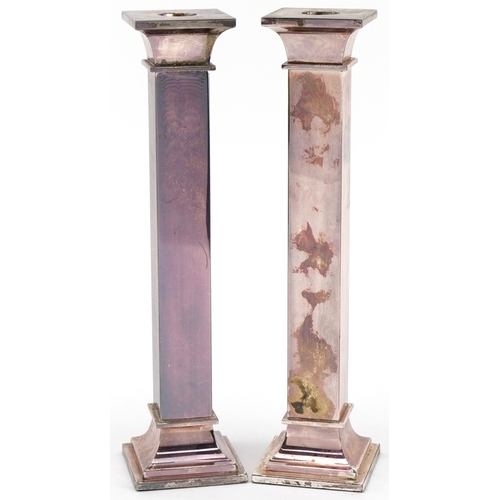 230 - Pair of Links of London silver plated column candlesticks, each 28cm high