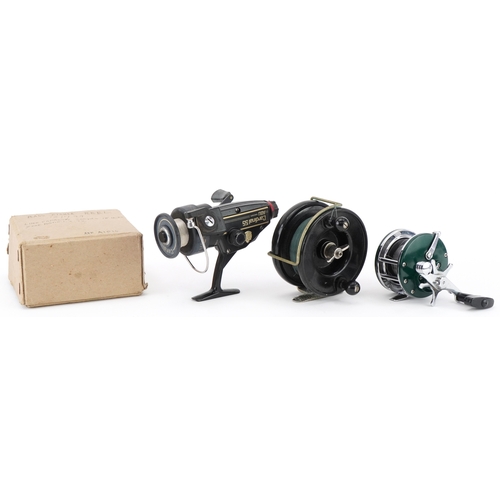 710 - Three vintage fishing reels including a Swedish Cardinal 55 example and Allcock Aerialite