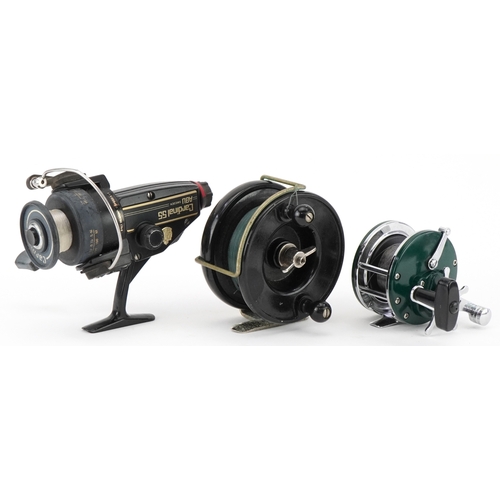 710 - Three vintage fishing reels including a Swedish Cardinal 55 example and Allcock Aerialite