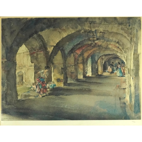 167 - After William Russell Flint - Flowers in the Cloister, print in colour, pencil numbered 49/850 with ... 