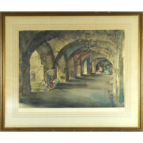 167 - After William Russell Flint - Flowers in the Cloister, print in colour, pencil numbered 49/850 with ... 