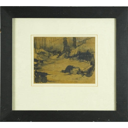 1138 - Emerson Hayes 1997 - River Edge, charcoal, chalk and graphite, inscribed Arcturus Fine Art Limited l... 