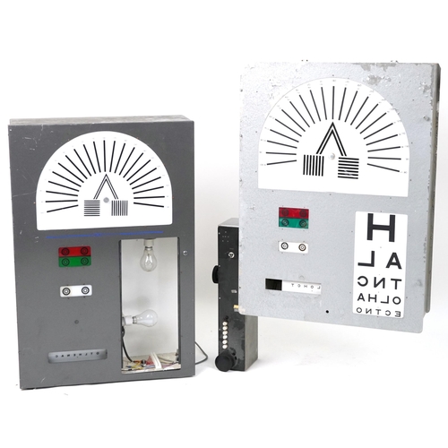 1035 - Two vintage opticians illuminated machines used for testing eyesight including one by Uko numbered 2... 