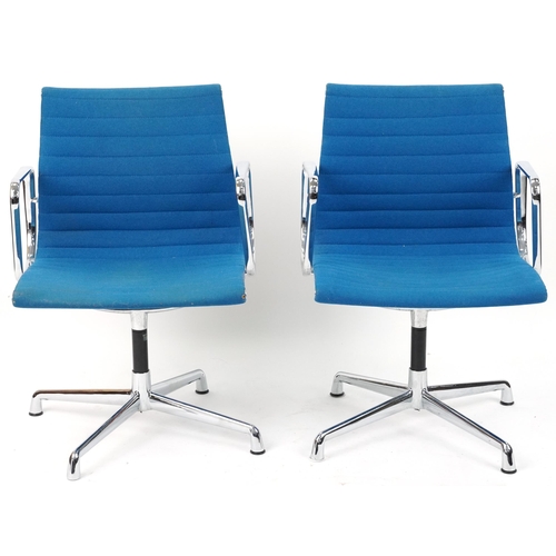 1007 - Manner of Charles and Ray Eames, pair of Vitre style EA108 aluminium chairs
