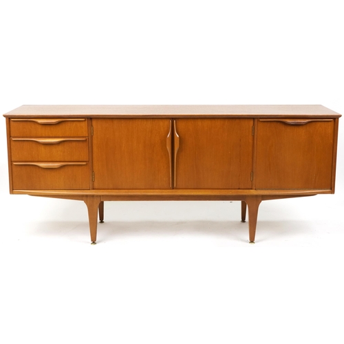 Mackintosh, mid century Scottish teak sideboard fitted with an arrangement of three drawers and three cupboard doors, 75cm H x 183cm W x 44.5cm D