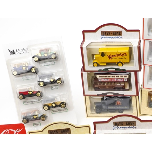 1558 - Large collection of diecast vehicles with boxes, some advertising, including Days Gone Ford Model T