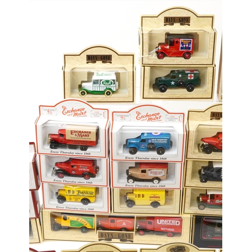 1558 - Large collection of diecast vehicles with boxes, some advertising, including Days Gone Ford Model T