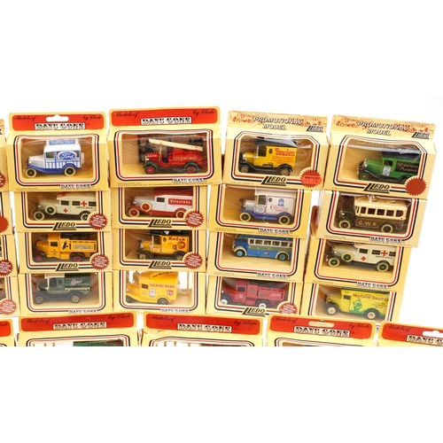 1558A - Large collection of Lledo model diecast vehicles, some advertising, including Sharps Super-Kreem Tof... 