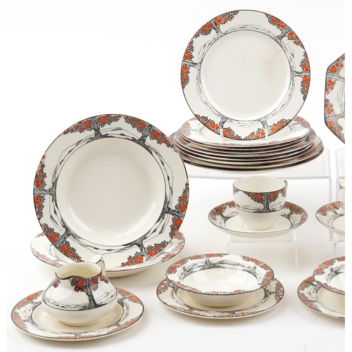 266 - Crown Ducal Orange Tree pattern dinner and teaware including cups with saucers, plates and milk jug,... 