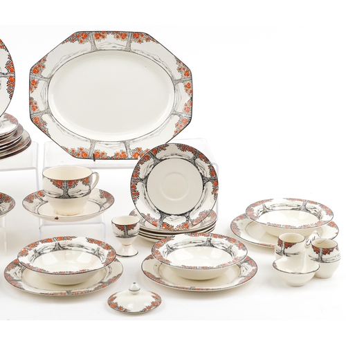 266 - Crown Ducal Orange Tree pattern dinner and teaware including cups with saucers, plates and milk jug,... 