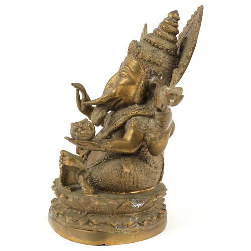 1348 - Indian patinated bronze deity of goddess Ganesh, 23cm high