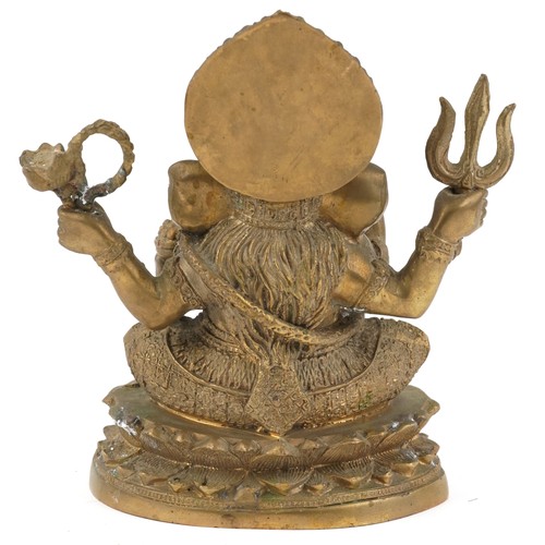 1348 - Indian patinated bronze deity of goddess Ganesh, 23cm high