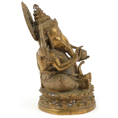 1348 - Indian patinated bronze deity of goddess Ganesh, 23cm high