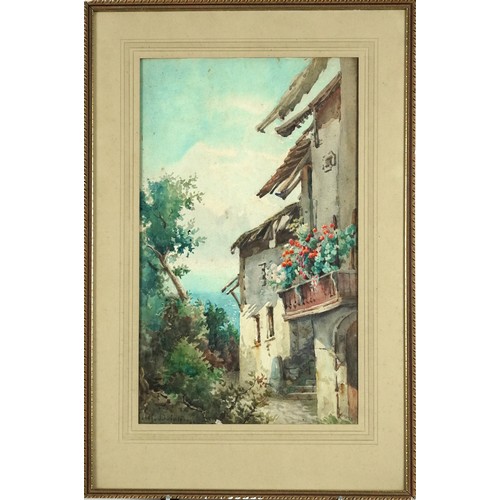 1195 - C M Dant...?,- Villa and lake scene, pair of European school watercolours, mounted and framed, one g... 