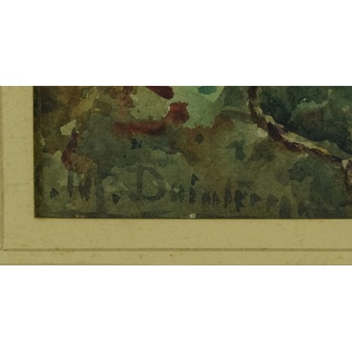 1195 - C M Dant...?,- Villa and lake scene, pair of European school watercolours, mounted and framed, one g... 