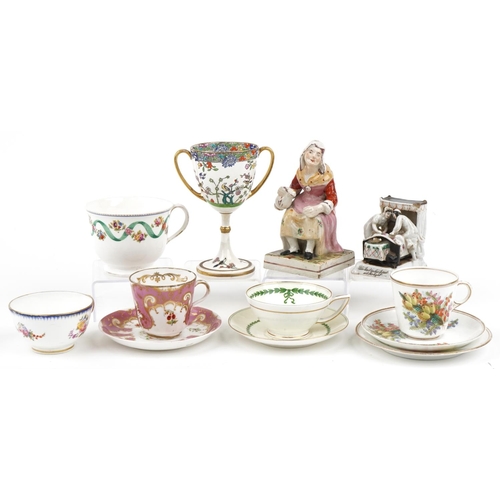 1304 - Victorian and later ceramics including Minton twin handled trophy, cup and saucer attributed to Worc... 