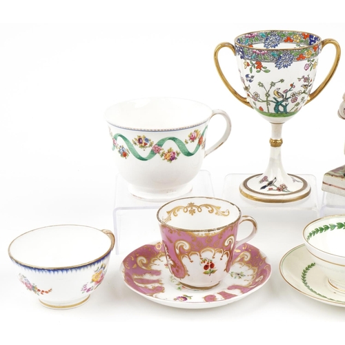 1304 - Victorian and later ceramics including Minton twin handled trophy, cup and saucer attributed to Worc... 