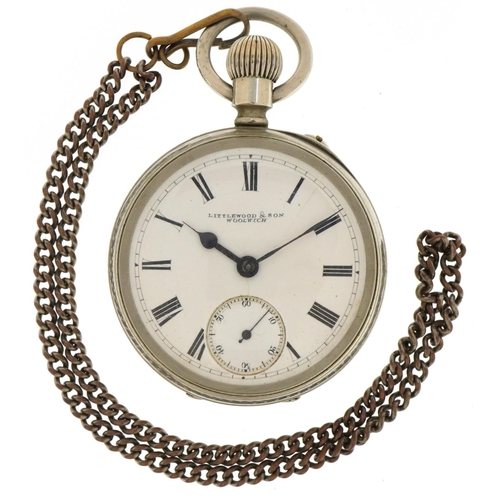 1785 - British military issue gentlemen's white metal open face keyless pocket watch having enamelled and s... 