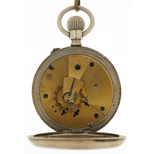 1785 - British military issue gentlemen's white metal open face keyless pocket watch having enamelled and s... 