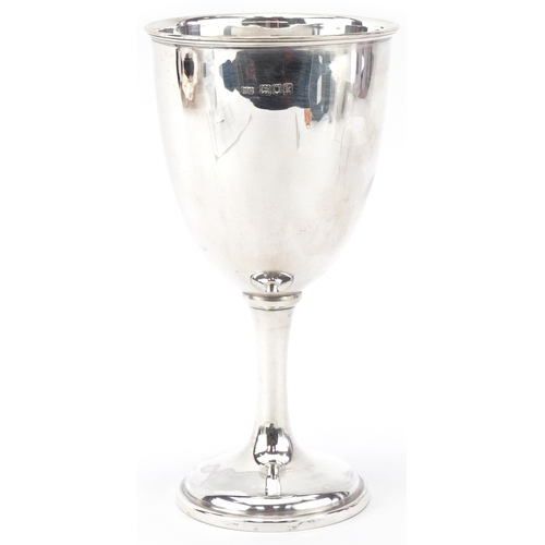 153 - Robert Pringle & Sons, Edwardian silver goblet engraved with a floral wreath, London 1905, 17cm high... 